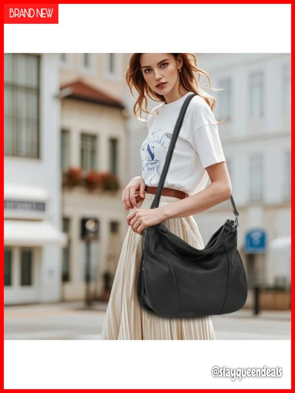 Semi-PU Leather Hobo Shoulder Bag Crossbody Purse Large Multi-Pocket